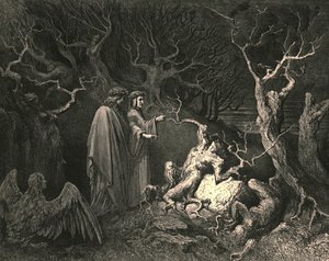 A rovnou kmen zvolal: Proč jsi mě oškubal, c1890. od Gustave Dore