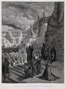 Artaxerxes uděluje Židům v Persii svobodu, Ilustrace z Doreho bible od Gustave Dore
