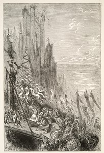 Ve městě hraběnky z fontány, z Příběhů dnů krále Artuše od Charlese Henryho Hansona, pub.1898 od Gustave Dore