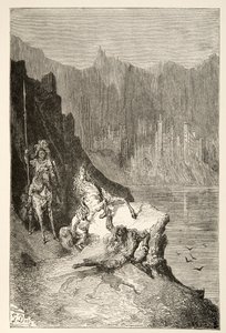 Balin zabíjí sira Lanceora, z Příběhů dnů krále Artuše od Charlese Henryho Hansona, pub.1898 od Gustave Dore