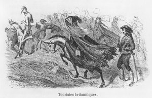 Britští turisté, ilustrace z „Voyage aux Pyrenees“ od Hippolyte Taine (1828-93), vyrytá Emilem Deschampsem (19. století) od Gustave Dore