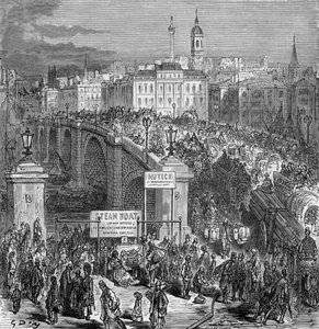 Rušná scéna na London Bridge, 1872. od Gustave Dore