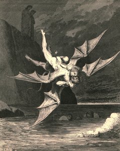 Ale ten druhý se ukázal jako jestřáb...a ve vroucím jezeře oba spadli, c1890. od Gustave Dore