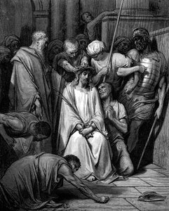 Kristus se posmíval a na hlavu mu nasadila trnovou korunu od Gustave Dore