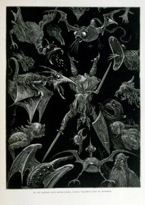 Croque-Mitaine; 1863 ilustrace, Gustave Dore (1832 – 1883); Francouzský výtvarník, grafik, ilustrátor. Croque-Mitaine (Bogeyman) zlomyslná postava představená dětem, aby je vyděsila, a tak je učinila moudřejšími. od Gustave Dore