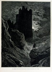 Croque-Mitaine; 1863 ilustrace, Gustave Dore (1832 – 1883); Francouzský výtvarník, grafik, ilustrátor. Croque-Mitaine (Bogeyman) zlomyslná postava představená dětem, aby je vyděsila, a tak je učinila moudřejšími. od Gustave Dore