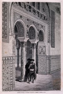 Detail pasáže Alcazaru v Seville - od Doré, v „“ Tour du Monde“, 2. sem. 1866. od Gustave Dore