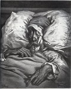 Don Quijote zraněný - z „Don Quijote de la Mancha“ od Miguela Cervantese (1547-1616) (Don Quijote) - dřevořez podle kresby Gustava Dore od Gustave Dore