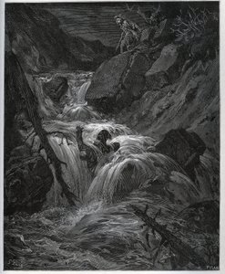 Dorothee, převlečená za mladého rolníka, uvolní svého chlípného komorníka – od „“Dona Quijota de la Mancha““ od Miguela Cervantese od Gustave Dore