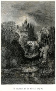 Rytina Gustava Doreho na frontispisu románu Theophila Gautiera "Kapitán Fracasse". Charpentierovo vydání 1863. Zámek Chateau de la Misere, sídlo barona de Sigognac. od Gustave Dore