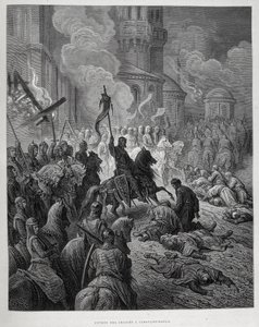 Vstup křižáků do Konstantinopole během čtvrté křížové výpravy od Gustava Doré. od Gustave Dore