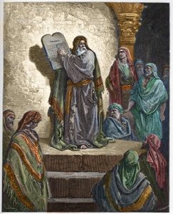 Ezra the Scribe čte Zákon lidem - - rytina v „The Bible illustree“ od Gustava Dore (1832-1883) - Rytina z „“The Dore Bible““ od Gustave Dore