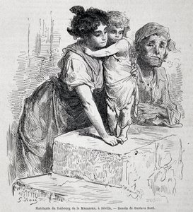 Rodina faubourga z Macareny v Seville - dess. od Gustava Doré, v „“Le Tour du monde“, 2. týden 1865. od Gustave Dore