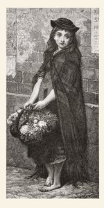 Květinová dívka podle díla Gustava Doreho. Z knihy Život a vzpomínky Gustava Doreho, vydané v roce 1885. od Gustave Dore