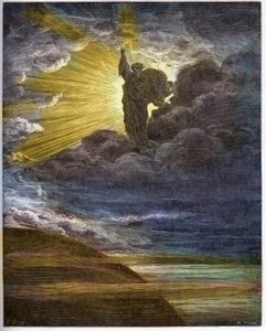 Bůh tvořící světlo - Stvoření světla - Starý zákon (Genesis) - Stvoření světla - rytina v „The Bible illustree“ od Gustava Dore (1832-1883) - Rytina z „The Dore Bible“ od Gustave Dore