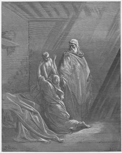 Gustave Dore Bible: Eliáš vychovává syna vdovy ze Sarepty od Gustave Dore