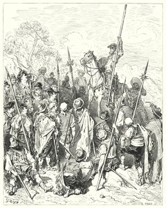 Don Quijote Gustava Dorea: „Podle zákonů zbraní se skutečně zraníte, když si myslíte, že jste uraženi“ (rytina) od Gustave Dore