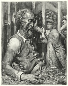 Don Quijote Gustava Dorea: „Don Quijote nebyl ani tak ohromen svým okouzlením, jako spíše jeho způsobem“ (rytina) od Gustave Dore