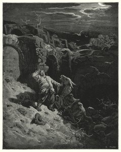 Don Quijote Gustava Dorea: "Ach, můj drahý příteli a příteli," řekl svému zadku, "jak špatně jsem oplatil tvou věrnou službu!" (rytina) od Gustave Dore