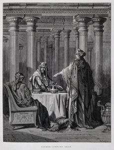 Haman odsouzený královnou Ester, Ilustrace z Doreovy bible od Gustave Dore