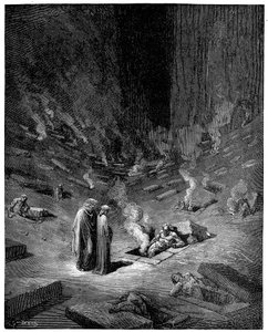 Peklo: město Dis, římský bůh podsvětí, 1863 od Gustave Dore