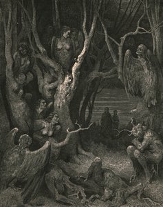 Zde si své hnízdo tvoří brutální harpyje, c1890. od Gustave Dore