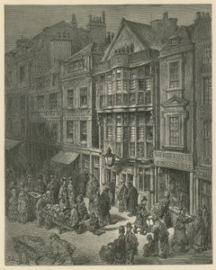 Ilustrace zobrazující ulici Bishopsgate Street od Gustave Dore