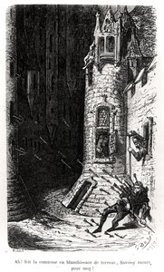 Ilustrace z „Les Contes Drolatiques“, od Honore de Balzac (1799-1850), vyrytý Riaultem, 1855 od Gustave Dore