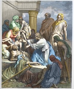 Jesus guerit les malades - Ježíš uzdravoval nemocné - - rytina do „“The Bible illustree““ od Gustava Dore (1832-1883) – rytina z „“The Dore Bible““ od Gustave Dore