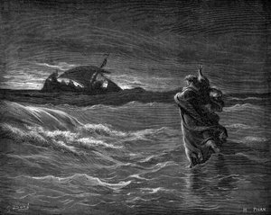 Ježíš chodí po vodě od Gustave Dore