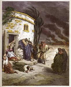 Job se doslechl o své zkáze - Job learant sa ruine - - rytina v „The Bible illustree“ od Gustava Dore (1832-1883) - Rytina z „“The Dore Bible““ od Gustave Dore