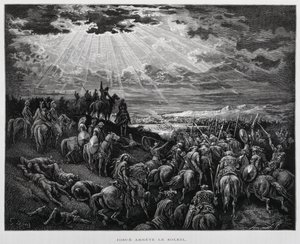 Joshua nechává slunce stát, Ilustrace z Dore Bible od Gustave Dore