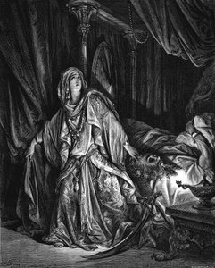 Judith se chystá useknout hlavu Holofernesovi, 1866 od Gustave Dore