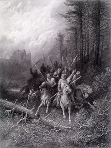 Král Artuš v lese Broceliande (Cyklus rytířů kulatého stolu) - v „“Viviane““ od Alfreda Tennysona, ilustrace G. Doré od Gustave Dore