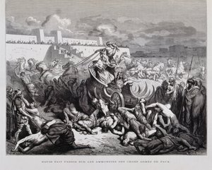 Král David trestá Amónovce , Ilustrace z Doreovy bible od Gustave Dore
