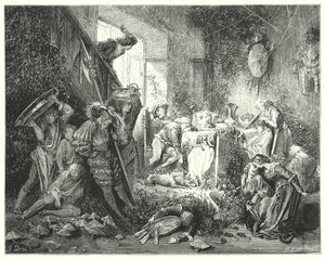 Spící kráska; Šípková Růženka (rytina) od Gustave Dore