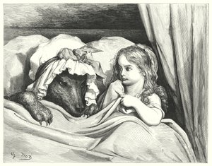 Le Petit Chaperon Rouge; Červená karkulka (rytina) od Gustave Dore
