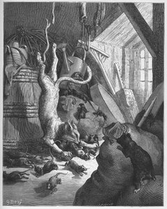 Kočka a stará krysa - Kočka a stará krysa - z "Bajky" od Jean de La Fontaine od Gustave Dore