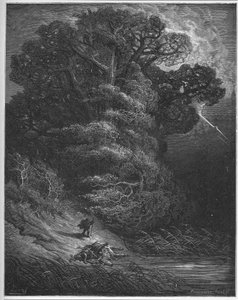 Dub a síť - Dub a rákos - z "Bajky" od Jean de La Fontaine od Gustave Dore