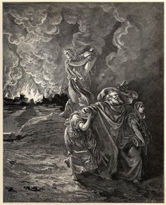Lot a jeho dcery prchají ze Sodomy od Gustave Dore