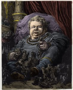 Pantagruel, syn Gargantua, je krmen mlékem 4600 krav - Pantagruel, syn Gargantua, je živen mlékem 4600 krav - ilustrace z 