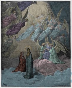 Paradiso, Canto 21: Světelné duše zpívají, ilustrace z „Božské komedie“ od Dante Alighieriho, 1885 od Gustave Dore