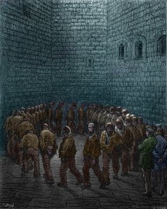 Vězni obcházejí na dvoře věznice Westgate v Londýně, Gustave Dore od Gustave Dore