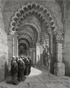 Procesí smutečních dam, z „Don Quijote de la Mancha“ od Miguela Cervantese, vyryto Heliodorem Josephem Pisanem, kolem roku 1875 od Gustave Dore