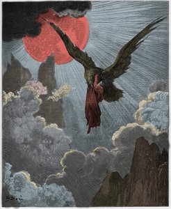 Purgatorio, Canto 9: Dante, ve snu, je unesen orlem, ilustrace z „Božské komedie“ od Dante Alighieriho, 1885 od Gustave Dore
