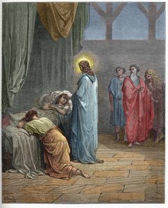 Vzkříšení dcery Jairovy - Vzkříšení Jairovy dcery (Ježíš vzkřísil Jairovu dceru) - rytina do „“The Bible illustree““ od Gustava Dore (1832-1883) – Rytina z „“The Dore Bible““ od Gustave Dore