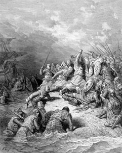 Richard Lion Heart dodává město Joppé - rytina Gustava Doré od Gustave Dore