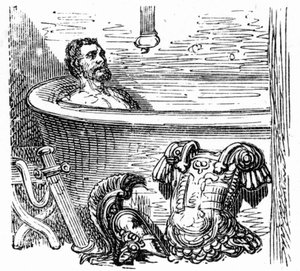Římský voják koupající se v termálních lázních Bagneres de Bigorre: rytina Gustava Doreho ilustrující knihu Hippolyta Taina "Voyage aux Pyrenees", Hachette 1860. od Gustave Dore