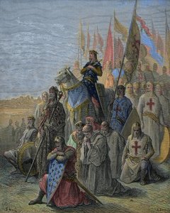 Saint Louis dorazí před Damiettu - Dobytí egyptského města u přechodů 6. června od Gustave Dore