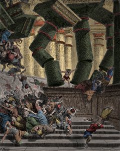 Samson bourá Dagonův chrám Rytina od Gustava Dorea (1832-1883) od Gustave Dore